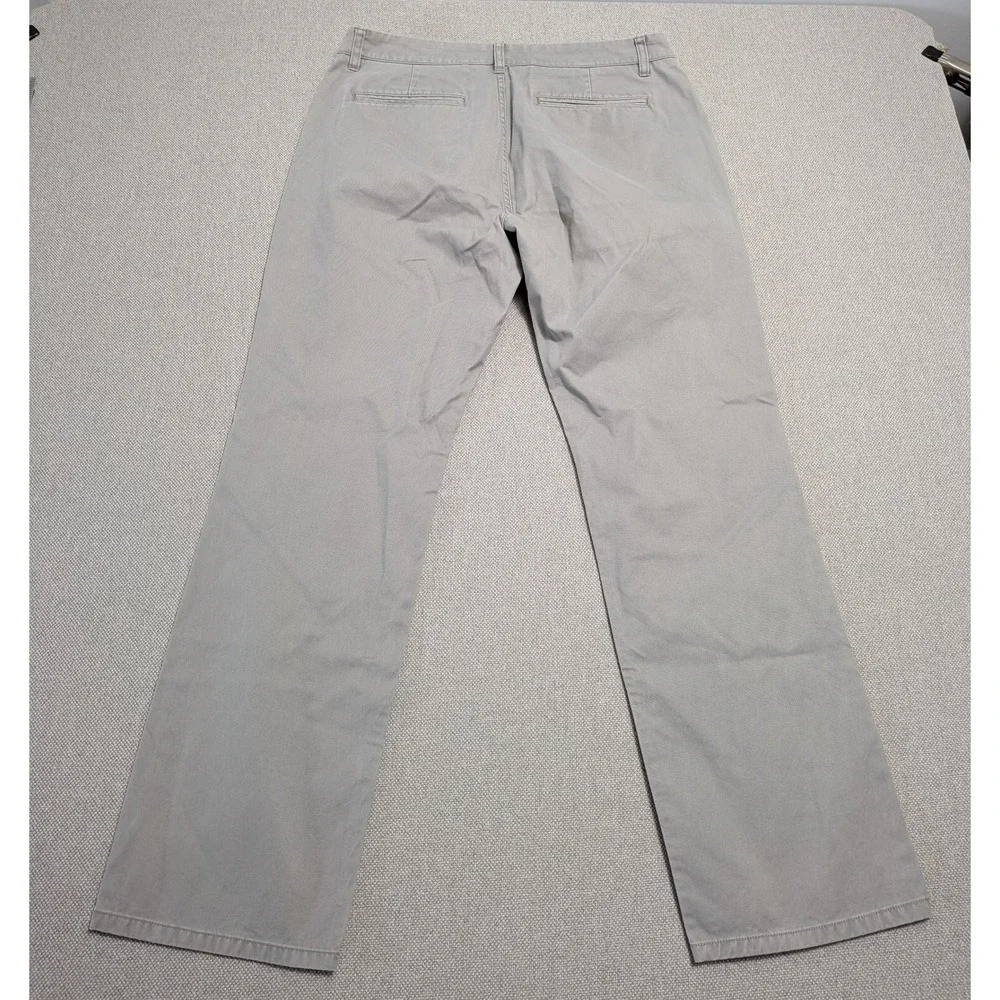 BONOBOS Men's Washed Chinos Pants 33x30 Grey Straight Fit Cotton Office Preppy